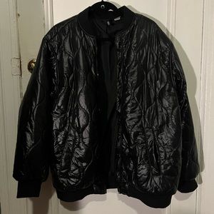 Black puffer bomber jacket coat